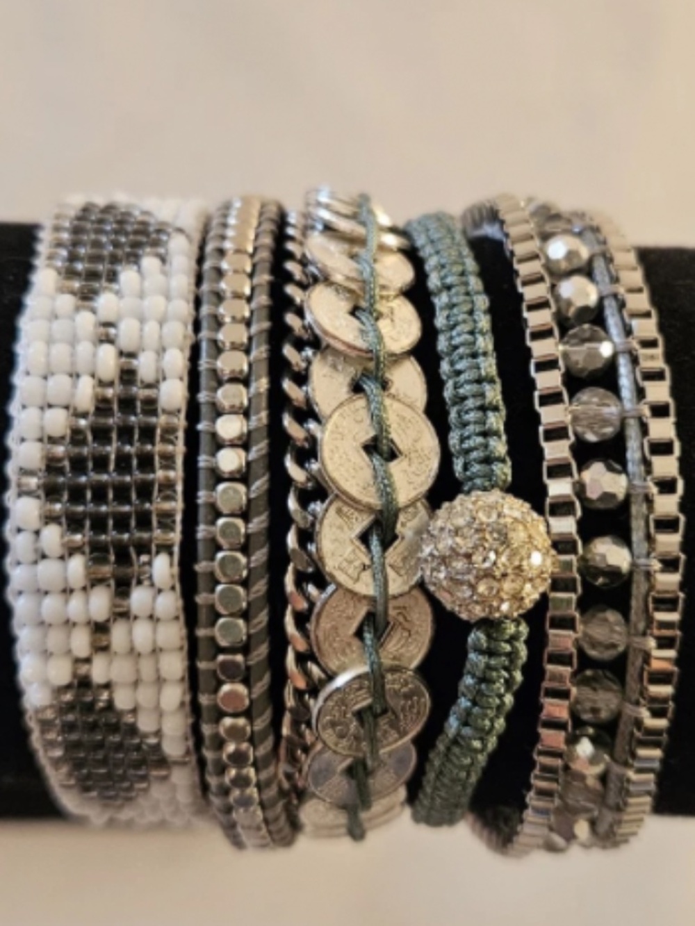 Victoria Emerson Grey & Silver Wrap Bracelet | Magnetic closure